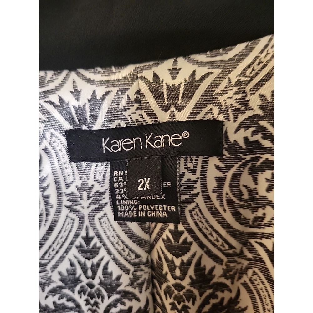 Karen Kane Plus Size 2x Blazer Mixed Greens Cropped Jacket Black Embroidered - Picture 2 of 10